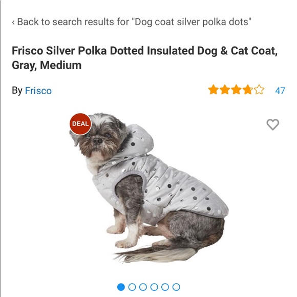 Dog Coat-Grey with silver Polka Dots-Size Small - Picture 15 of 15